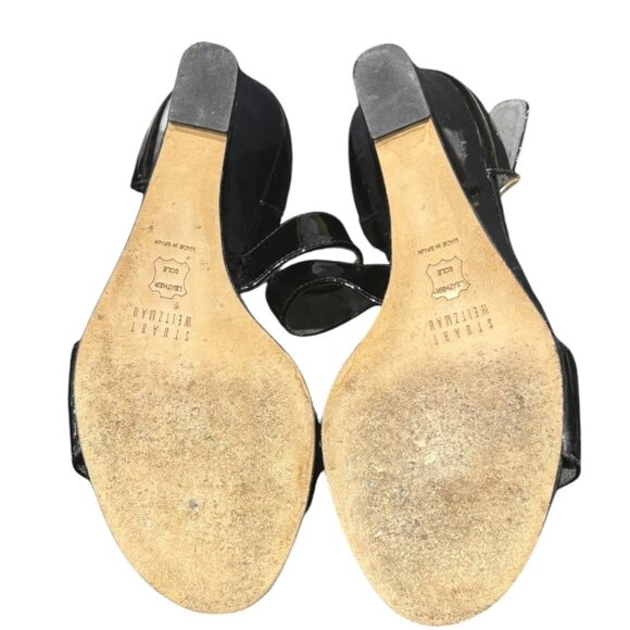 Stuart Weitzman Lineone Black Patent Leather Wedge Size 7 - Picture 8 of 10